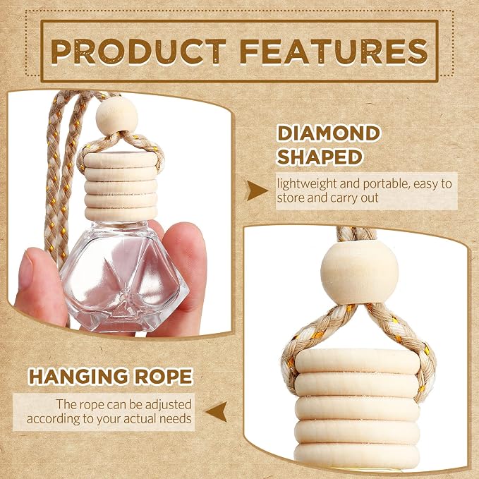 BBTO 50 Pcs Hanging Car Air Freshener Car Diffuser Bottles Empty Glass Perfume - Image 5