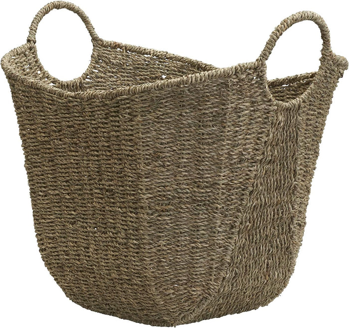 Household Essentials Seagrass Woven Storage Basket with Handles, Natural