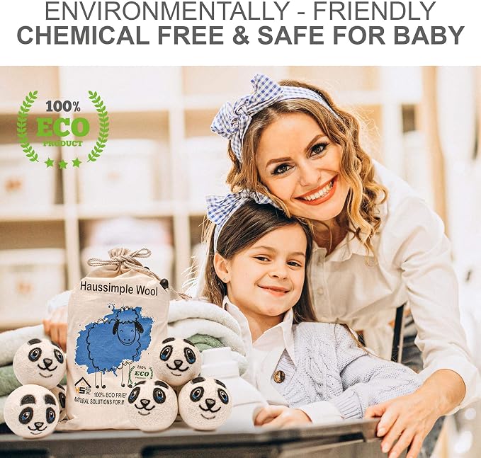 Wool Dryer Balls Organic Felt 6 Pack Laundry Fabric Softener, Extra Large - Image 2
