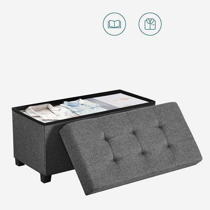 SONGMICS Storage Ottoman Bench, Foldable Foot Rest