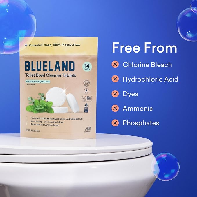 BLUELAND Toilet Bowl Cleaner Tablets, Peppermint Eucalyptus, Plastic-Free - Image 7