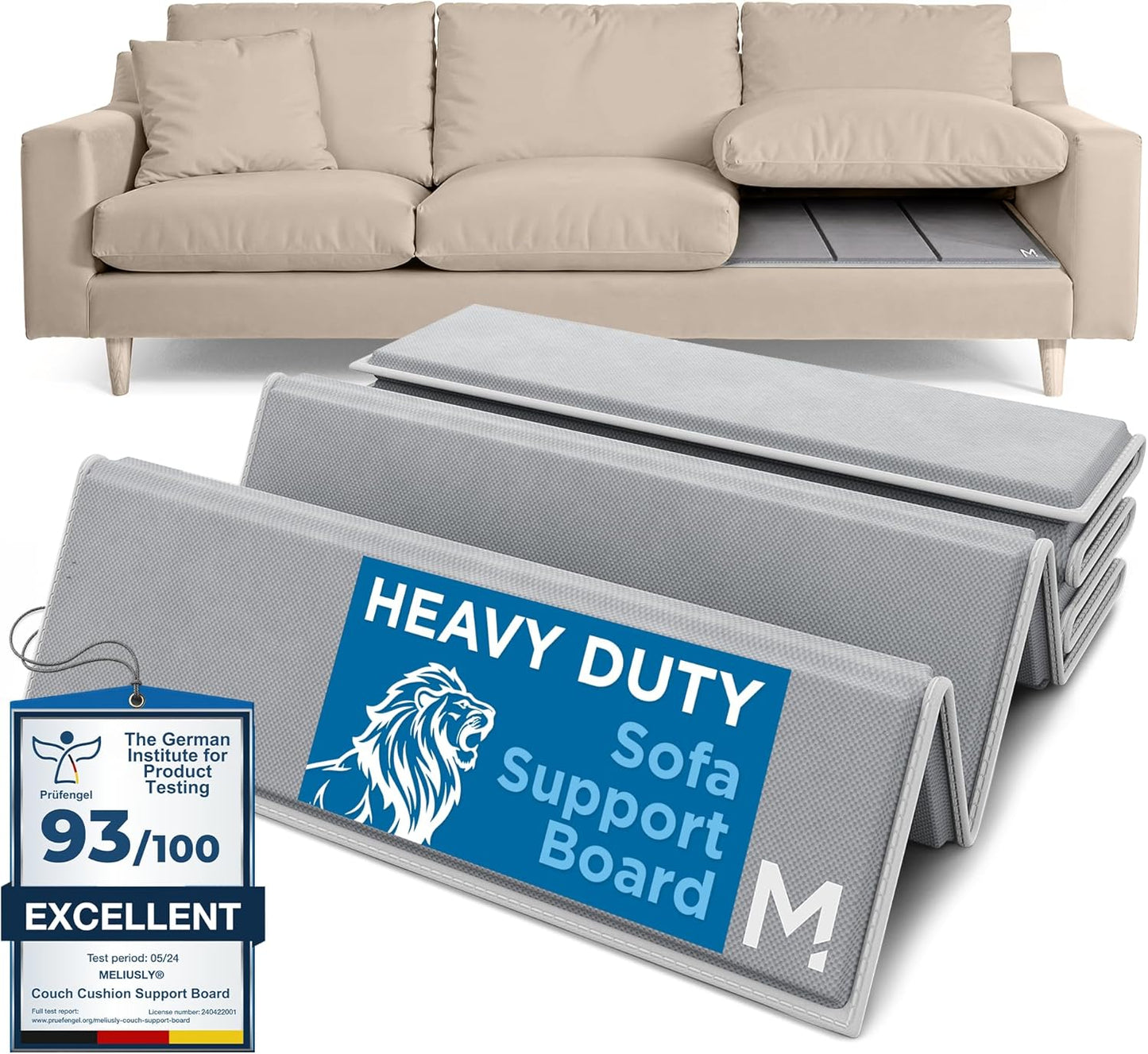 Meliusly Heavy Duty Couch Cushion Support for Sagging Cushions (24x72) Engineered Wood Sofa Cushion Support Board for Sagging Seat, Deep Couch Supporter for Under the Cushions, Loveseat Saver