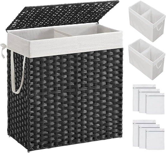 SONGMICS Laundry Hamper with Lid, 110L Clothes Hamper with 2 Removable Liner by SONGMICSbySONGMICSHOME