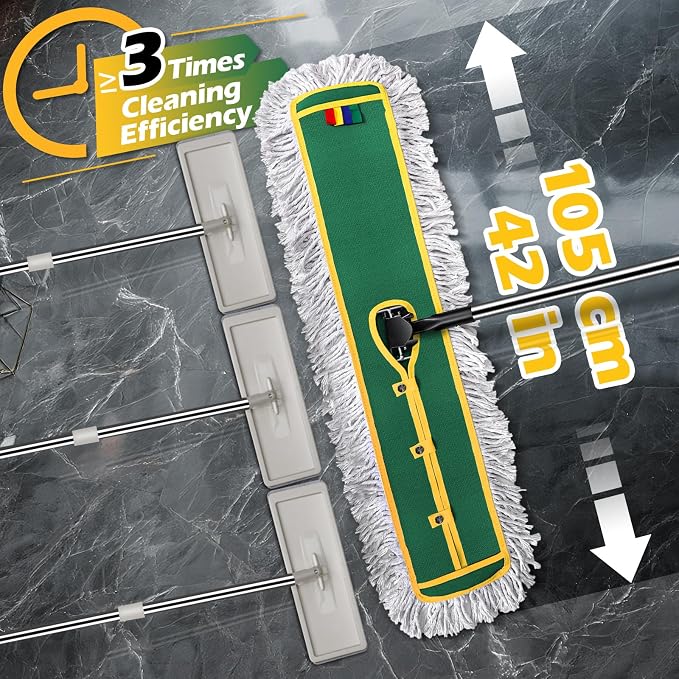 42" Commercial Dust Mop for Floor Cleaning, MASTERTOP Large Flat Mop - Image 2