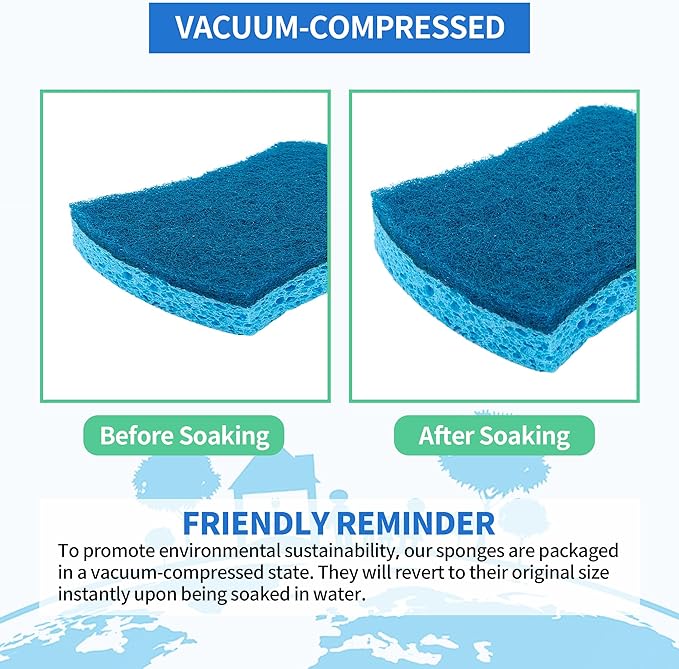 HOMERHYME Non-Scratch Cellulose Scrub Sponges 24 Pack, Kitchen Sponge - Image 6