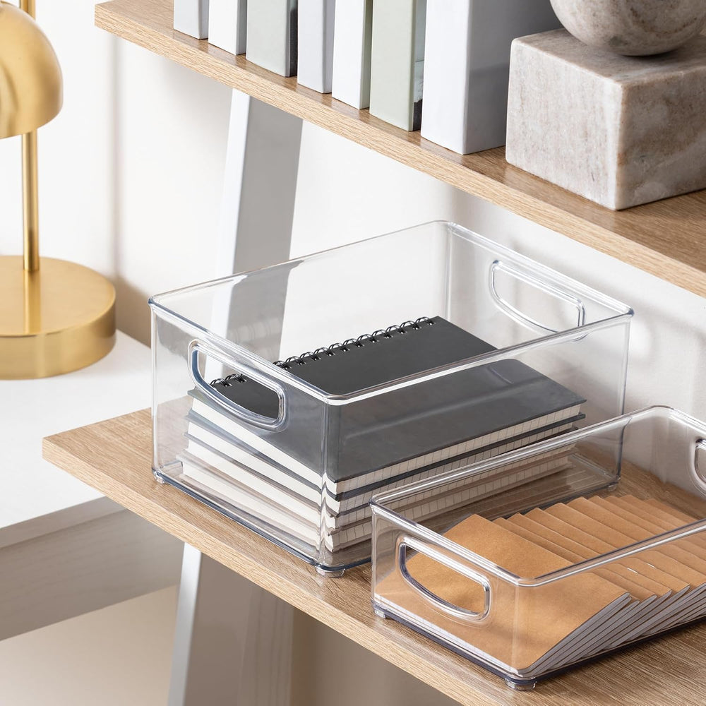 iDesign Stackable Pantry Bins with Handles, 4 Different Sizes, 4 Pack, Clear,...