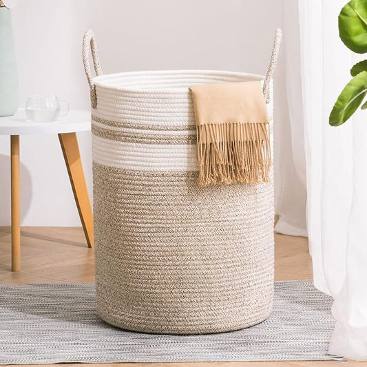 YOUDENOVA Woven Rope Laundry Hamper Basket, 72L Tall Luandry Basket, Baby by YOUDENOVA