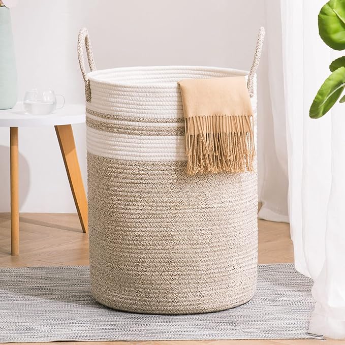 YOUDENOVA Woven Rope Laundry Hamper Basket, 100L Tall Laundry Basket, Baby by YOUDENOVA