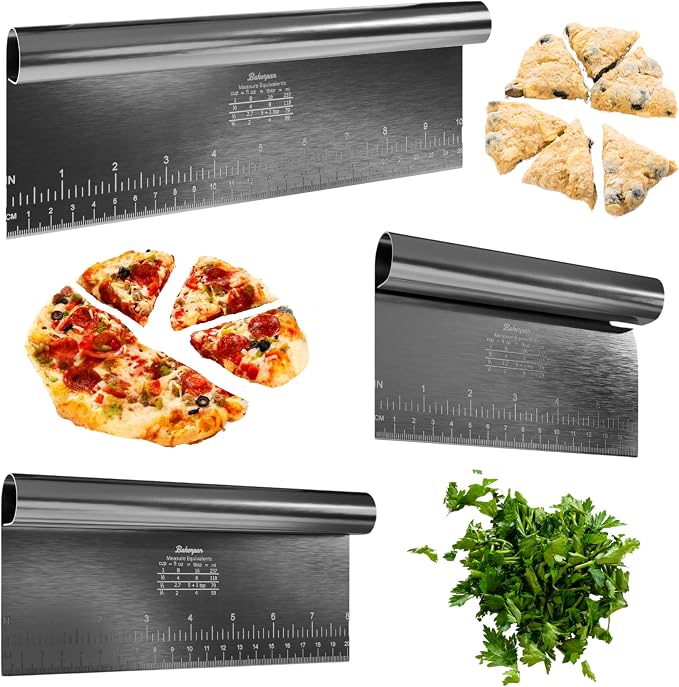 Bakerpan Stainless Steel Heavy Duty Dough Cutter, 3 Size Set by Forallyourbakingneeds