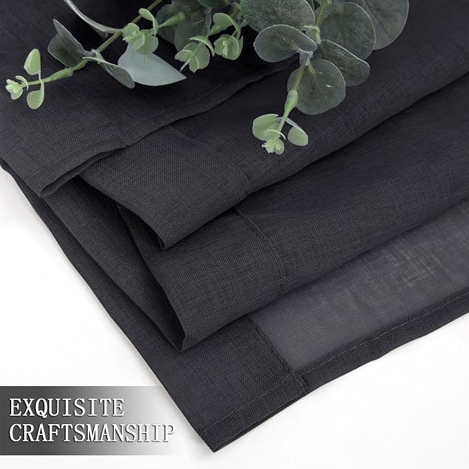Tollpiz Sheer Curtains Bedroom Linen Textured Curtain Sheers Light Filtering - Image 7