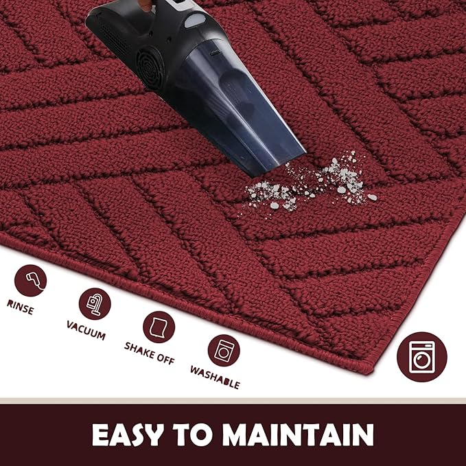 Door Mat Indoor Doormat, Entryway Rug Red Door Mats Non-Slip Rubber Backing - Image 7