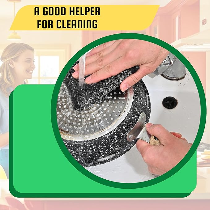 Steel Wool Scrub Sponges Kitchen, Reusable Dish Scrubber Sponge, - Image 4