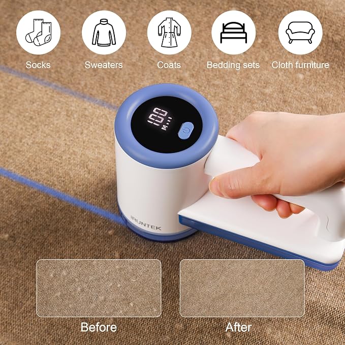 iRUNTEK Rechargeable Fabric Shaver & Lint Remover｜3-Speed Lint Shaver - Image 2