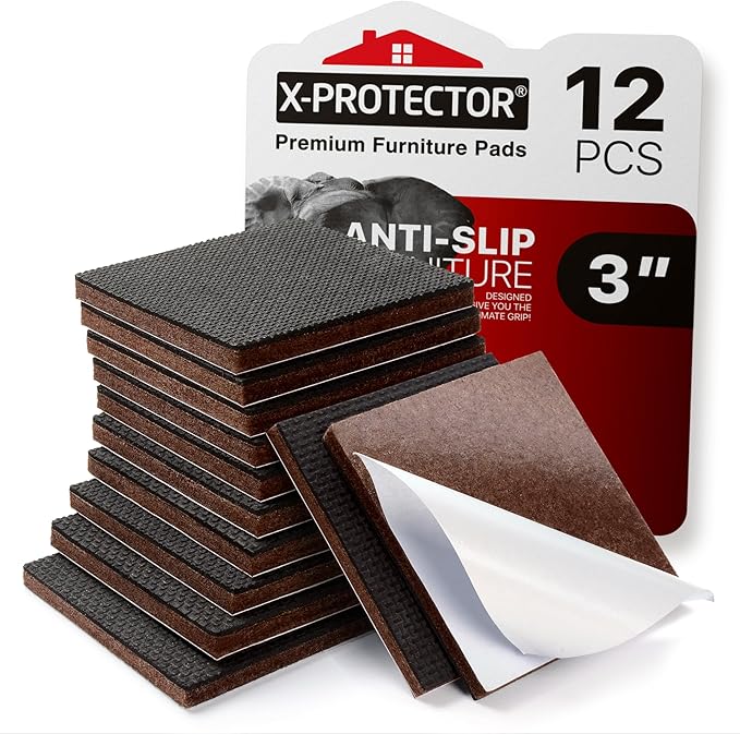 X-PROTECTOR Non Slip Furniture Pads – 12 Premium Furniture Grippers 3"! Best by X-Protector