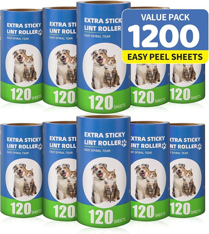 Extra Sticky Lint Roller Refills 10 Pack fit 3.8"-4" Standard Size Lint Roller by Bartuke