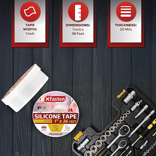 XFasten Self Fusing Silicone Tape Waterproof Clear – 1" x 36 Feet, Self - Image 2