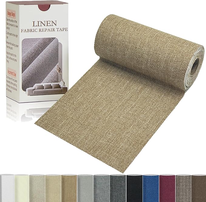 Linen Repair Tape 4x70 Inch Self-Adhesive Couch Patch Repair Fabric Patch by Givethingsanewlife