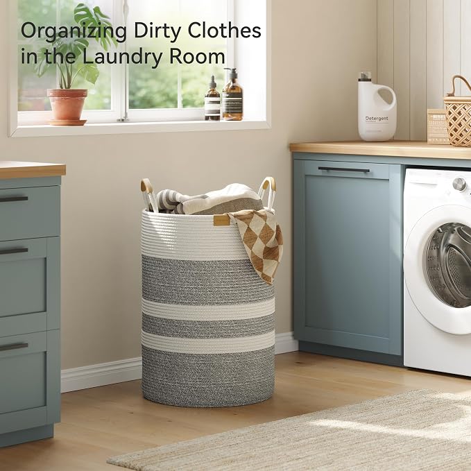 95L Striped Laundry Hamper - Image 2