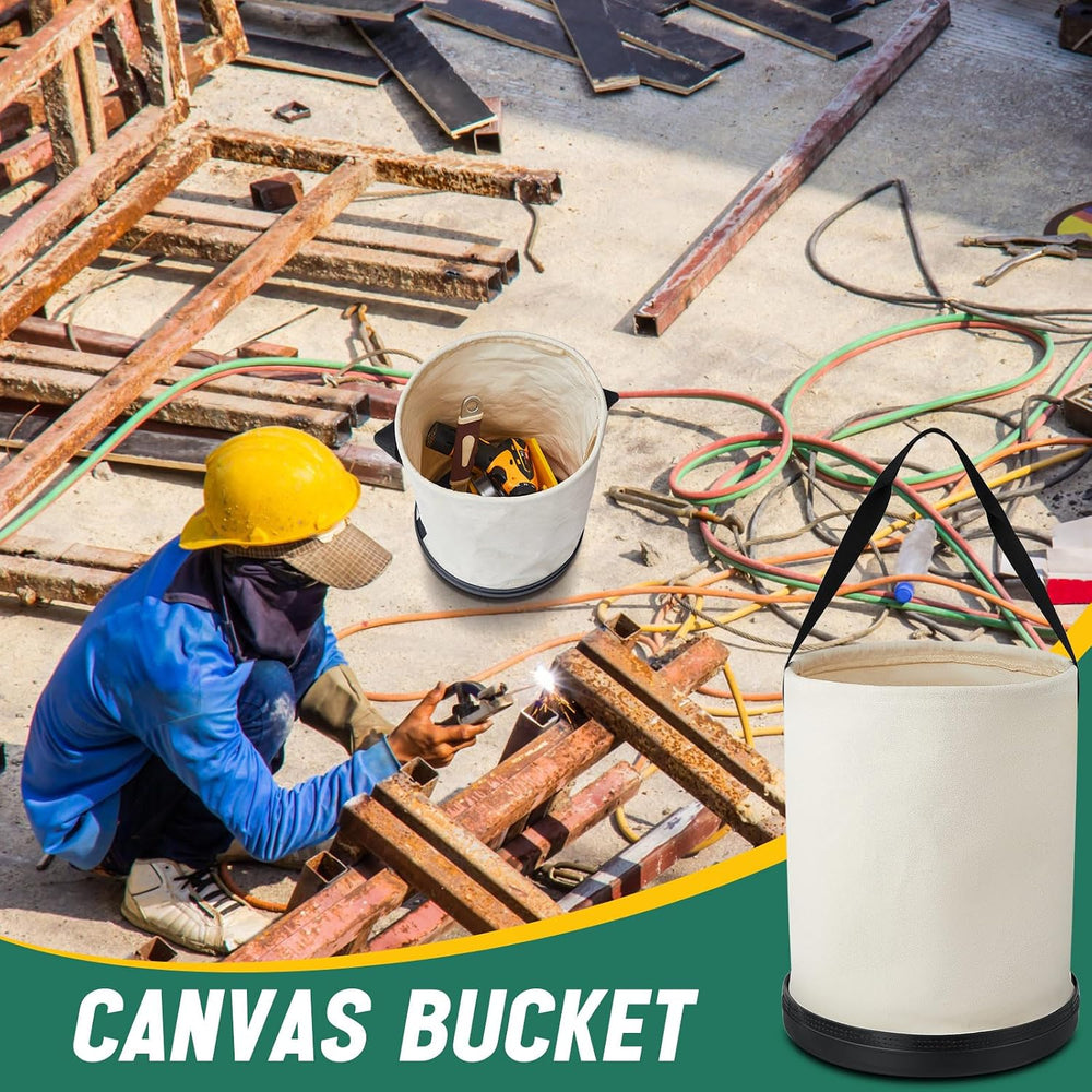 2 Pack Utility Canvas Tool Bucket 9" D x 14" H All Purpose Canvas B...
