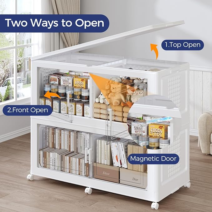 150GAL Storage Bins with Lid and Wheels, Stackable Closet Organizers and - Image 4
