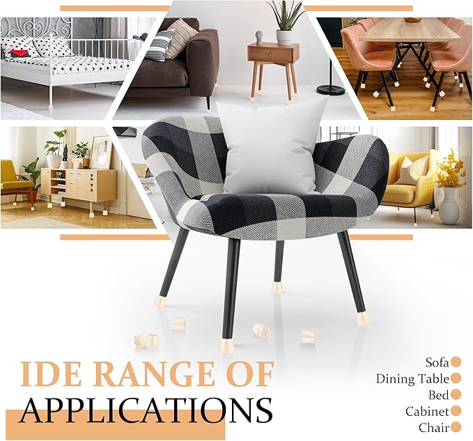 1" Round Rubber Chair Leg Tips Caps, Chair Leg Floor Protectors, Non-Slip - Image 5