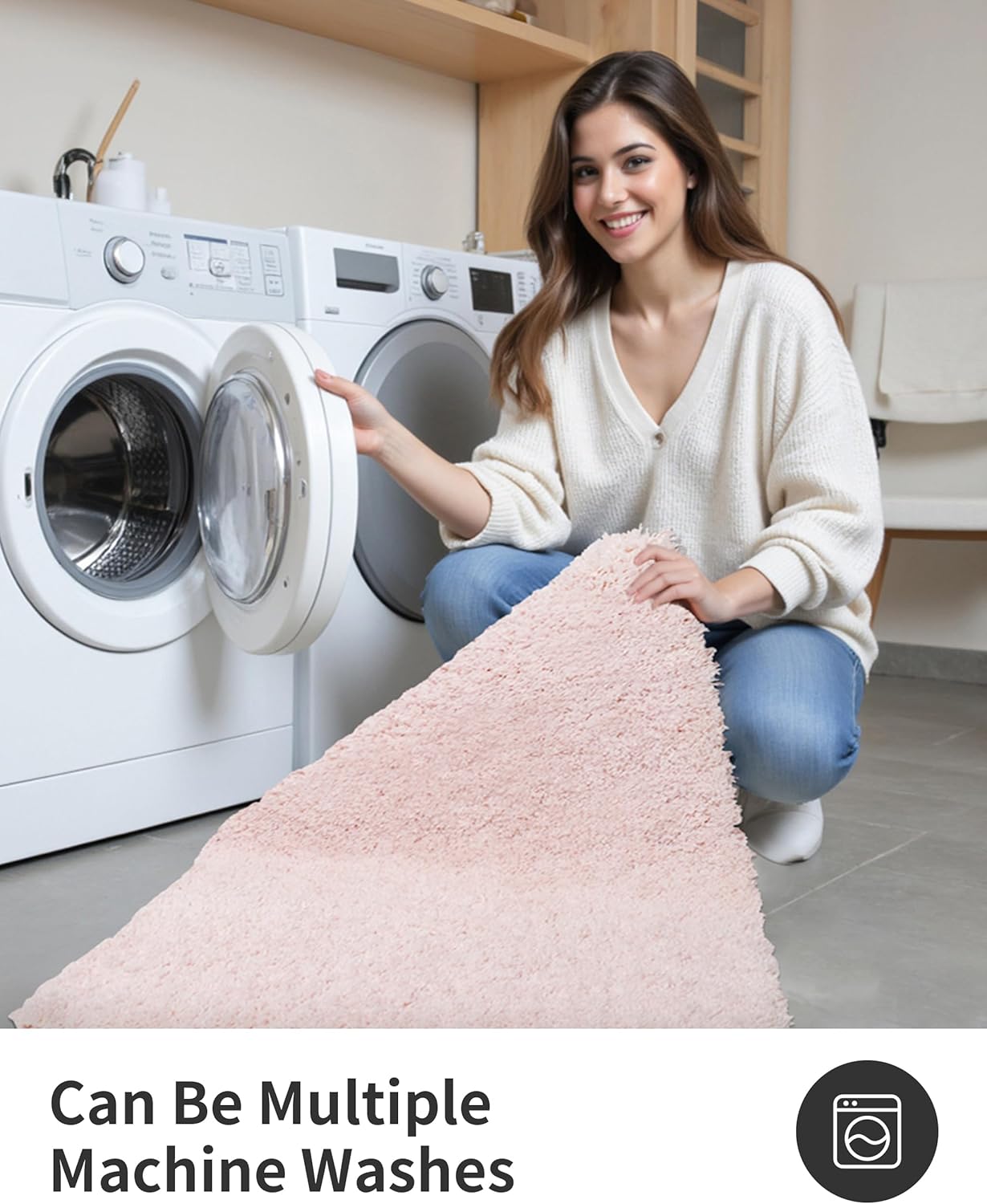 ILANGO Pink Bathroom Rugs 24" × 17" Non Slip & Super Absorbent Extra Thick Soft, Washable Bath Mat for Floor, Non Shedding Microfiber Plush Holiday Bath Rug with Rubber for Shower Sink