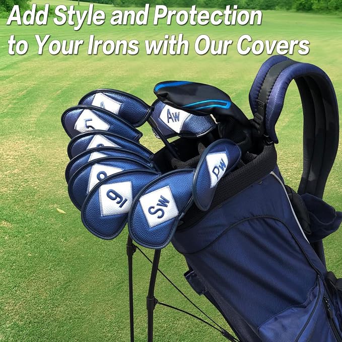 FINGER TEN Premium Synthetic Leather Stylish Iron & Wedge Golf Head Covers - Image 7
