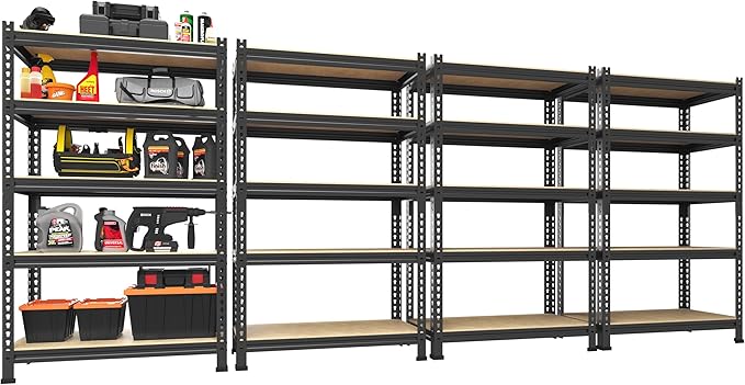 PrimeZone Storage Shelves 4 Pack 5 Tier Adjustable Garage Storage Shelving by PrimeZone