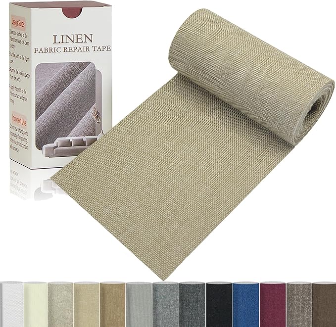 Linen Repair Tape 4x70 Inch Self-Adhesive Couch Patch Repair Fabric Patch by Givethingsanewlife