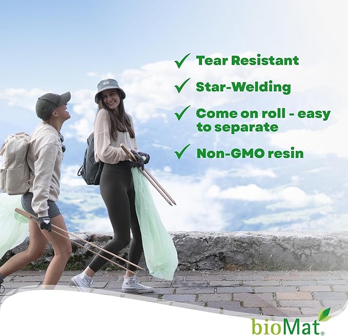 bioMat 64 Gallon Compostable Trash Bags Liners, BPI ASTM D6400 and CMA Certified - Image 3