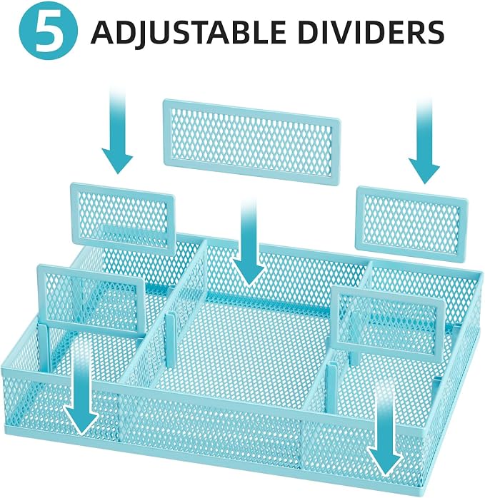 Marbrasse 2 Pack Desk Drawer Organizer, Mesh Drawer Organizer Tray - Image 2