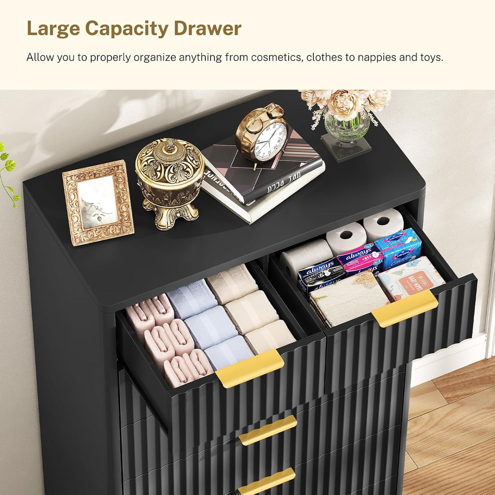 TEENOFN Fluted Dresser for Bedroom with 7 Drawers, 48" Tall Modern Chest...