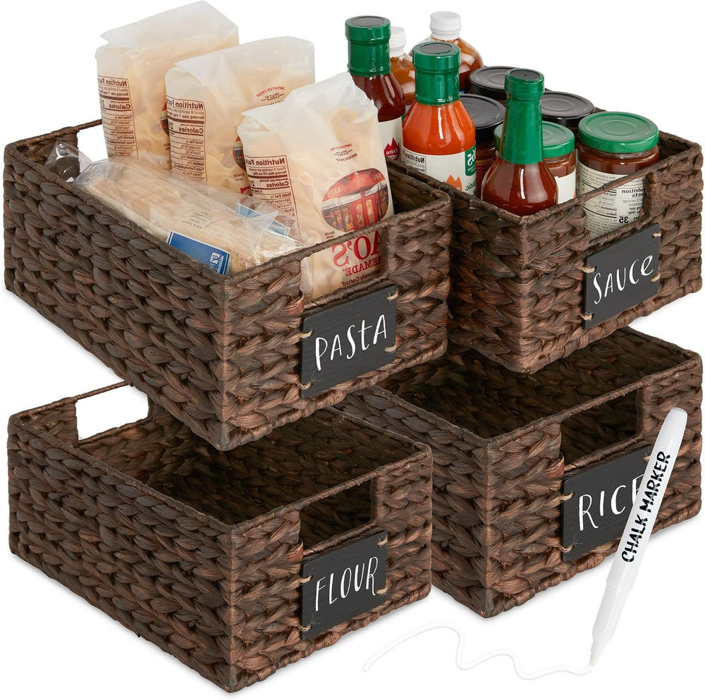 Best Choice Products Set of 4 9x12in Water Hyacinth Pantry Baskets, Woven Org...