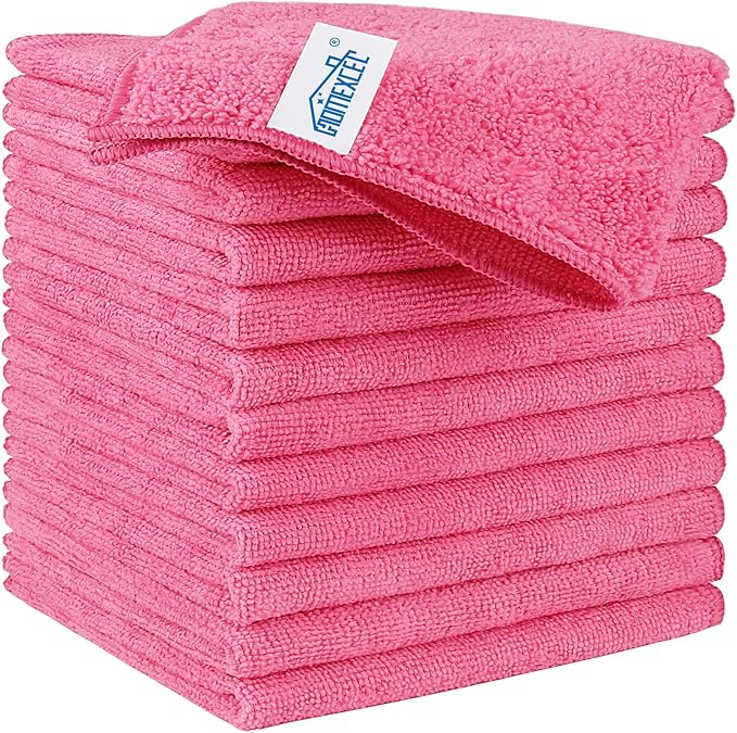 HOMEXCEL Pink Microfiber Cleaning Cloth, 12 Pack Premium Microfiber Towels by HOMEXCEL