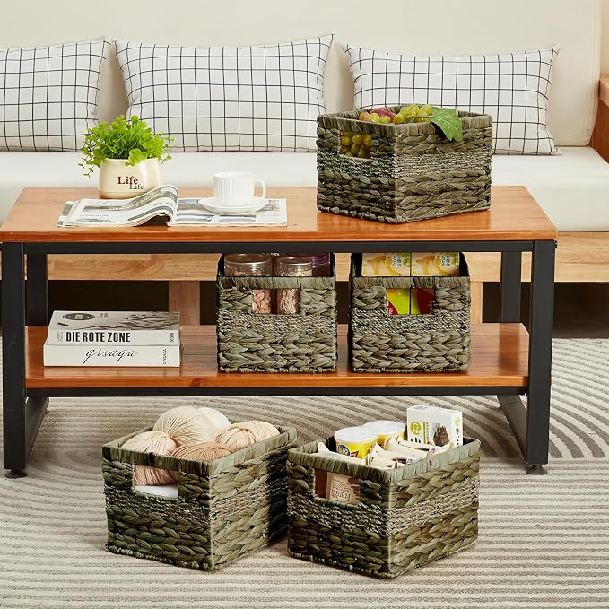 Water Hyacinth Wicker Basket, Decorative Woven Baskets - Image 4