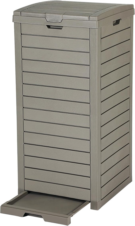 DWVO 38 Gallon Large Outdoor Trash Can, Waterproof Resin Hideaway Garbage Bin by DWVO