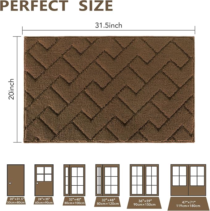 hicorfe Indoor Doormat, Front Back Door Mat TPR Backing Non Slip Mats 20"x31.5" - Image 2