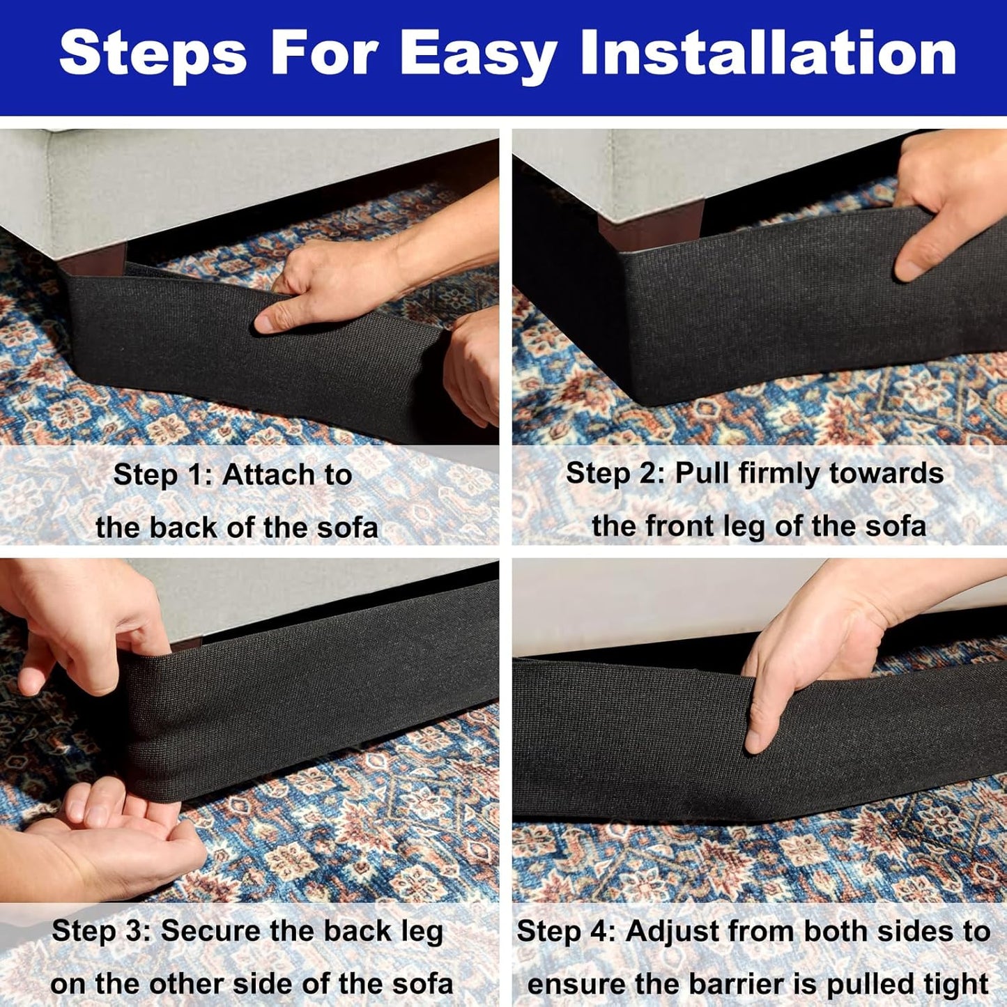 MYLIFESION Under Couch Blocker for Kids and Pet Toys, 123" L x 3" H, Toy Blockers for Bed, Stop Things Going Under Sofa or Furniture, Fits Standard couches and Sofas with Straight Legs