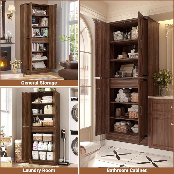 Unikito 71" Farmhouse Kitchen Pantry Storage Cabinet - Image 7