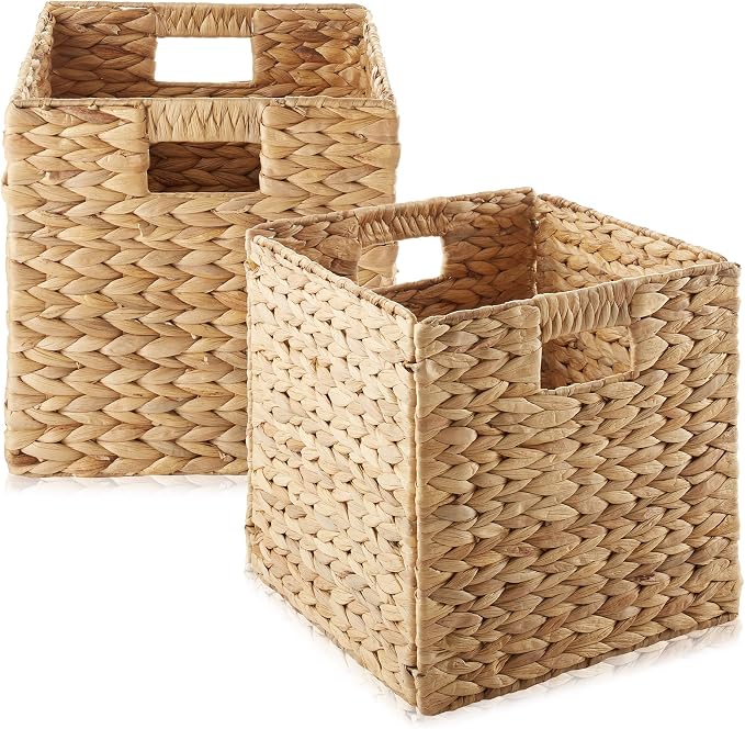 Casafield 10.5" x 10.5" Water Hyacinth Storage Baskets, Natural by Casafield