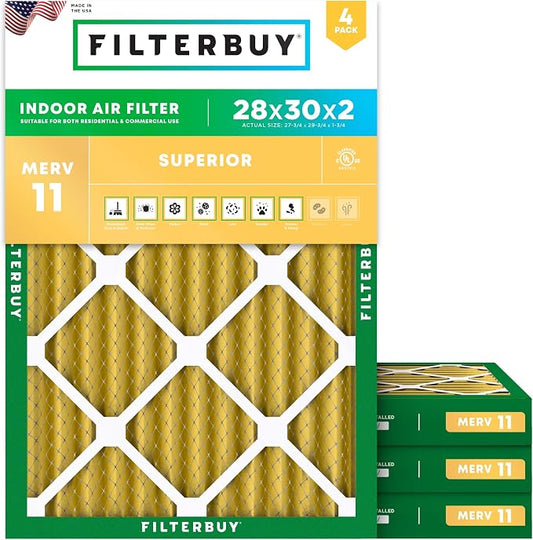 Filterbuy 28x30x2 Air Filter MERV 11 Allergen Defense Replacement, by Filterbuy