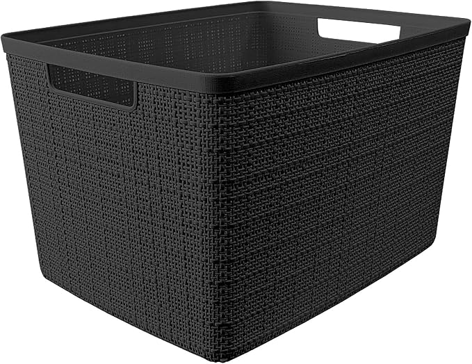 Curver Jute Large Decorative Plastic Organization and Storage Baskets, Perfect - Image 3