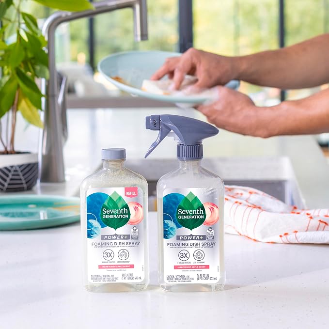 Seventh Generation Power+ Foaming Dish Spray Dishwashing soap Honey Crisp Apple - Image 6