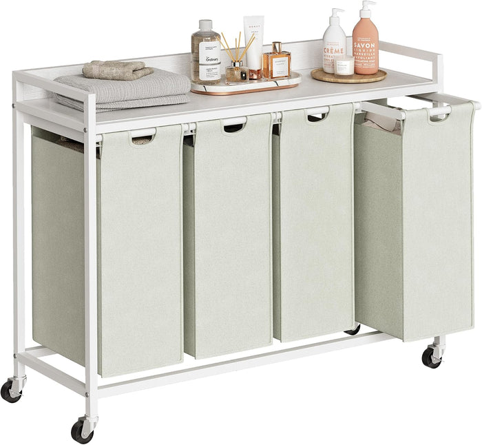 Herture Laundry Hampers with Shelf, Laundry Basket 4 Section, 4 x 15.87 Gal