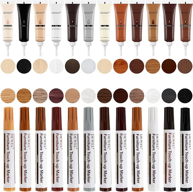 SEISSO Wood Furniture Repair Kit, Wood Filler and Touch Up Markers, by SEISSO