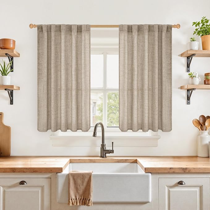 YoungsTex Dark Oatmeal Linen Curtains 40 Inch Length by YoungsTex