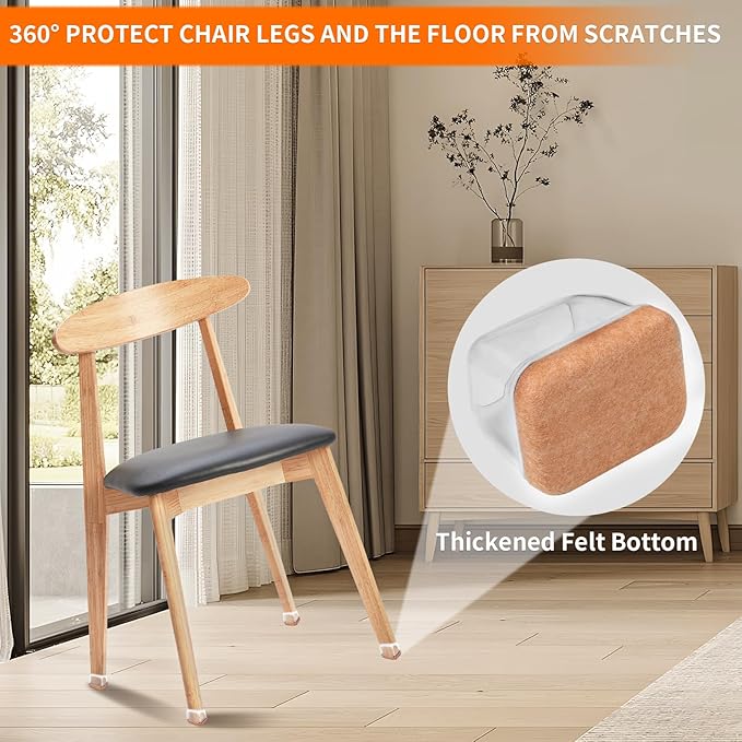 Ezprotekt 24 Pcs Rectangle Clear Silicone Chair Leg Floor Protectors Caps - Image 4