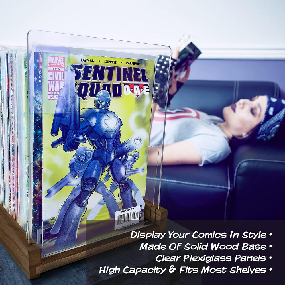 Patented Comic Book Storage Holder – Wooden & Acrylic Display Box/Case fo...