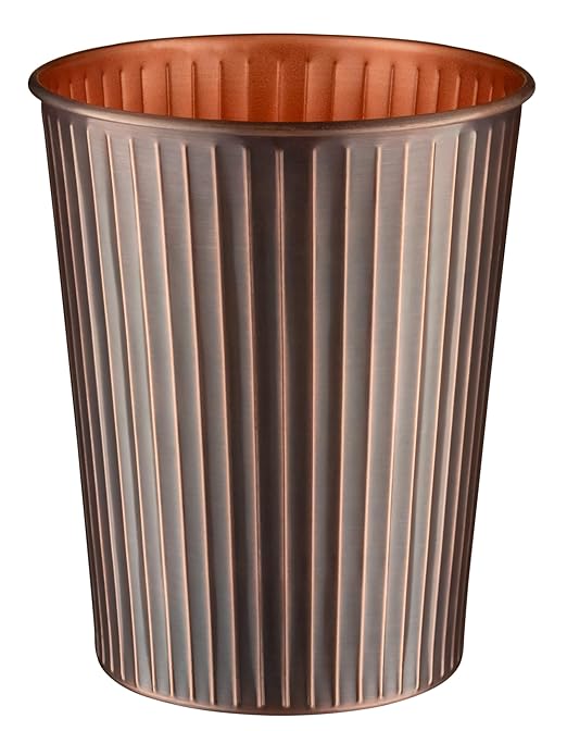 Monarch Abode Antique Copper Handcrafted Ridge Embossed Metal Wastebasket by MonarchAbode