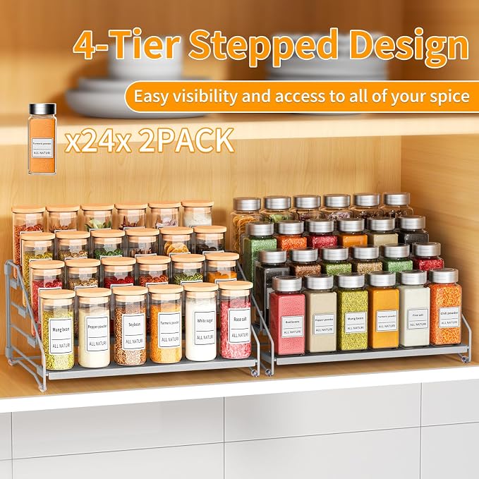 RCHYFEED 4 Tier Spice Rack Organizer, Spice Organization